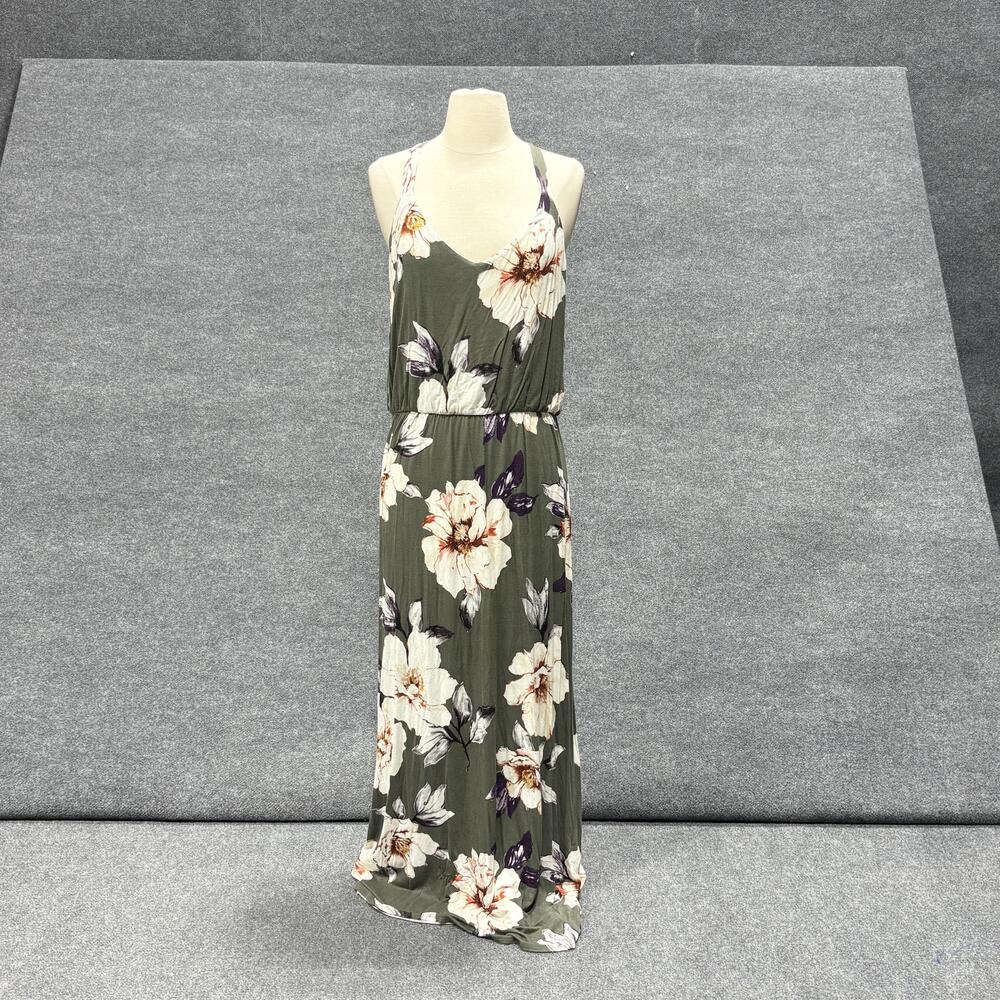 Nine Britton Dress Womens Large Green Floral Maxi Sleeveless Racerback Summer